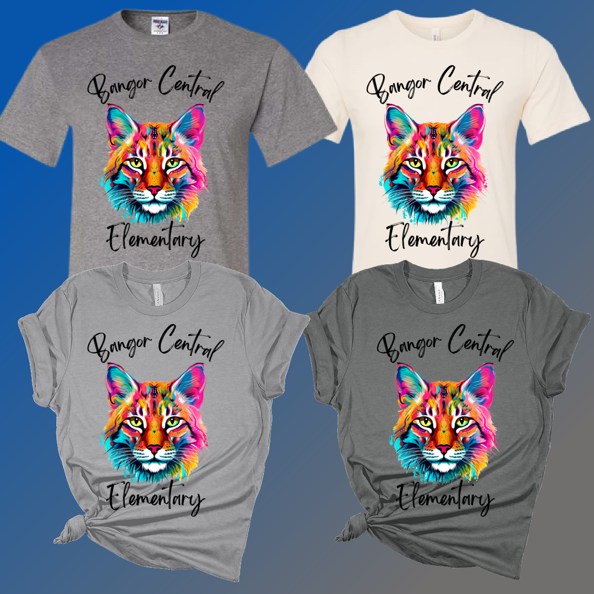 Bangor Central Bobcats - Watercolor Bobcat Tee