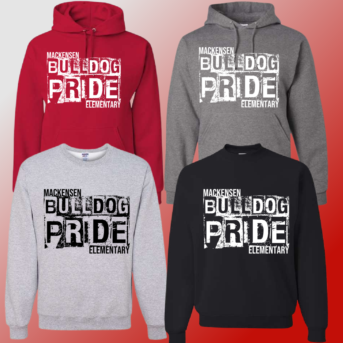 Mackensen Bulldogs - Distressed Block Basic Sweatshirt - MADE TO ORDER/TWO WEEKS