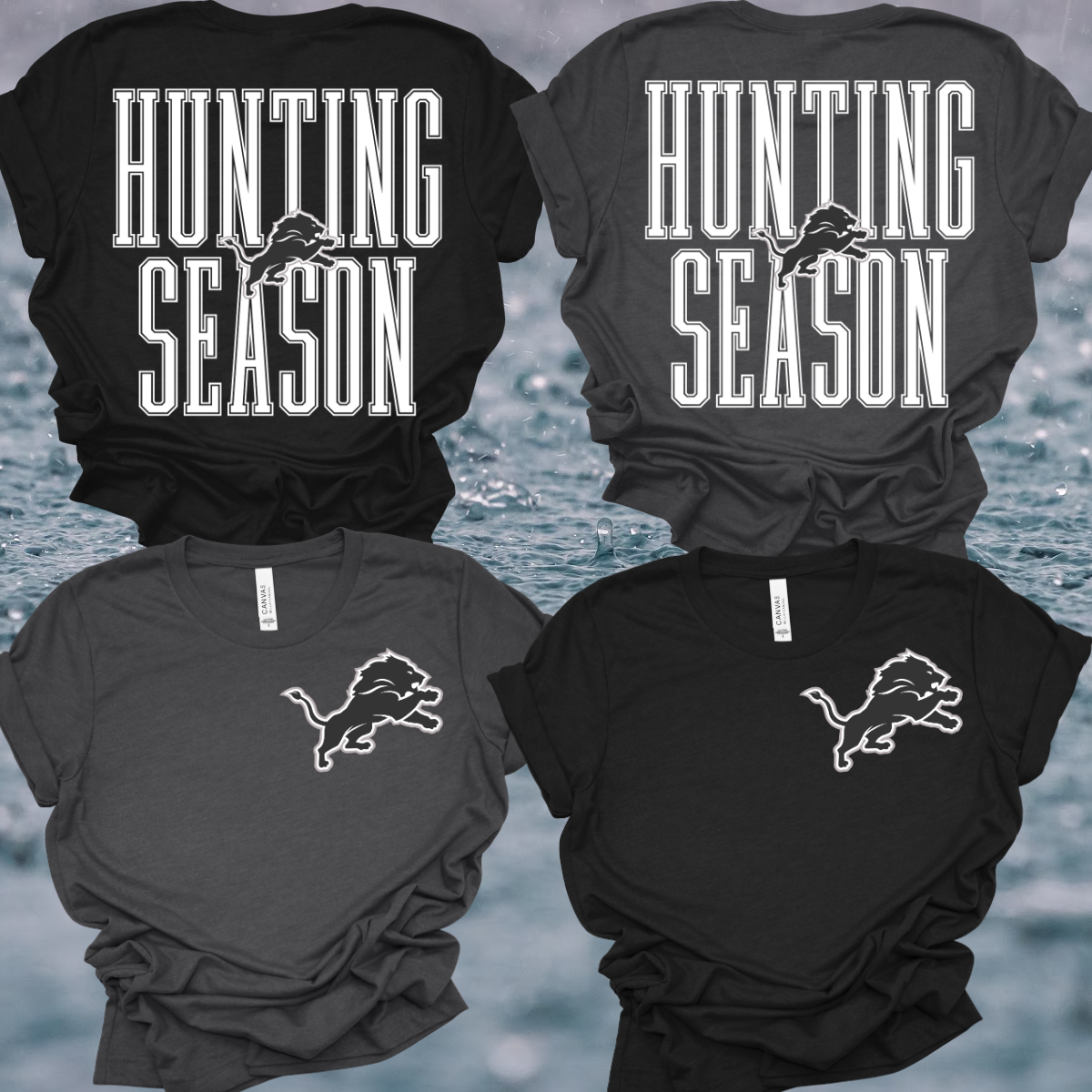 Detroit Football Hunting Season Black Out - Bella Canvas Tee (Adult)