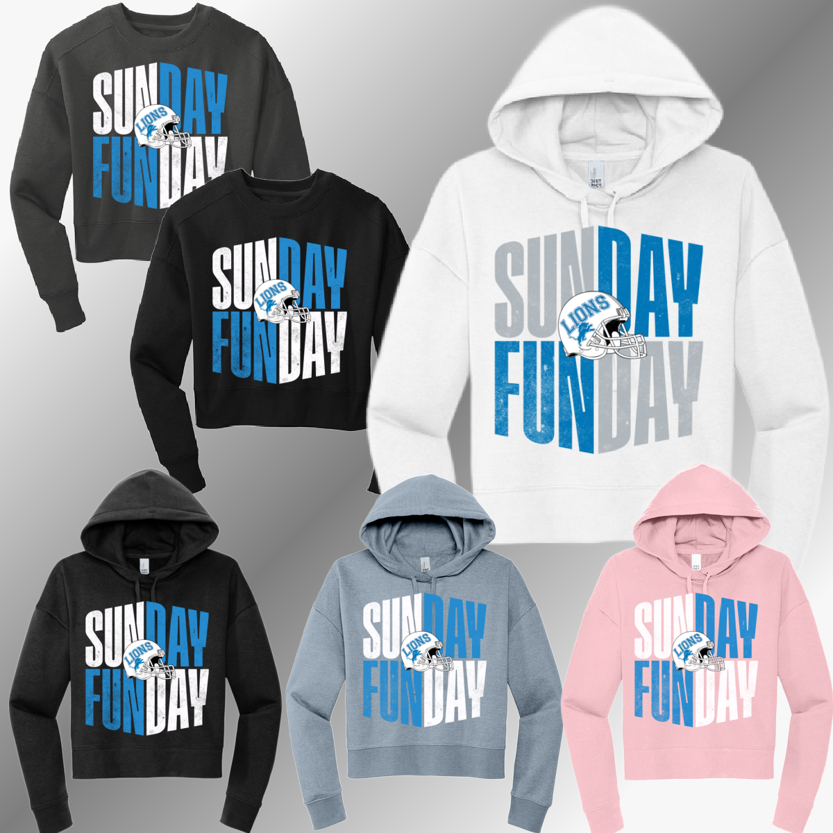 Detroit Football Sunday Funday - Cropped Sweatshirt (Adult)