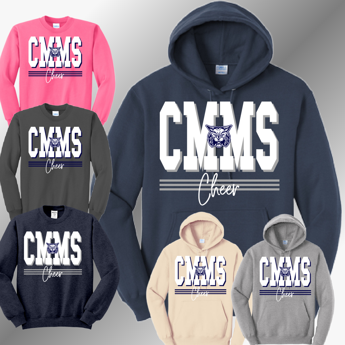 Bobcat Cheer - CMMS Oversized Initials Basic Sweatshirt (Adult)