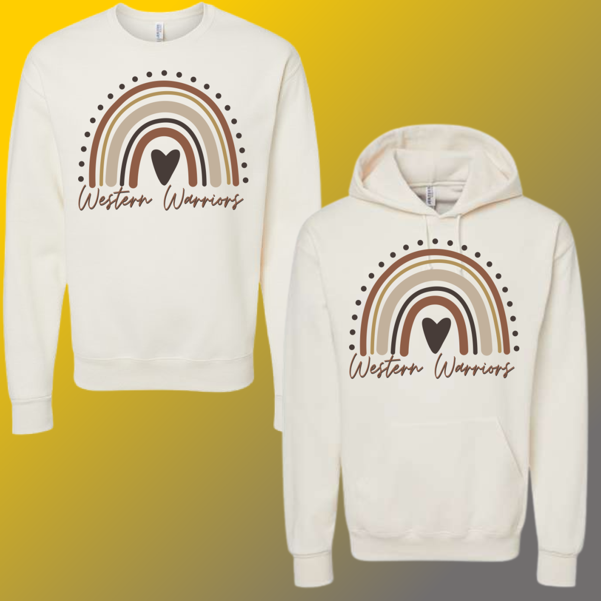 Western Warriors - Cream Boho Rainbow Basic Sweatshirt (Adult Sizes)