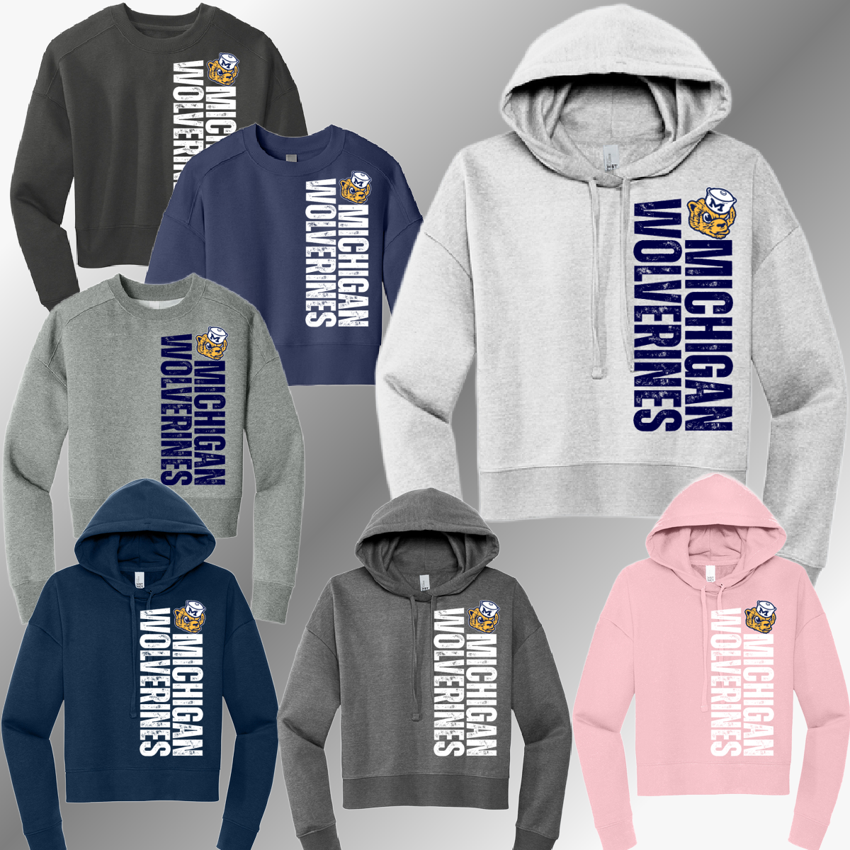Wolverines - Vertical Wording Cropped Sweatshirt (Adult)