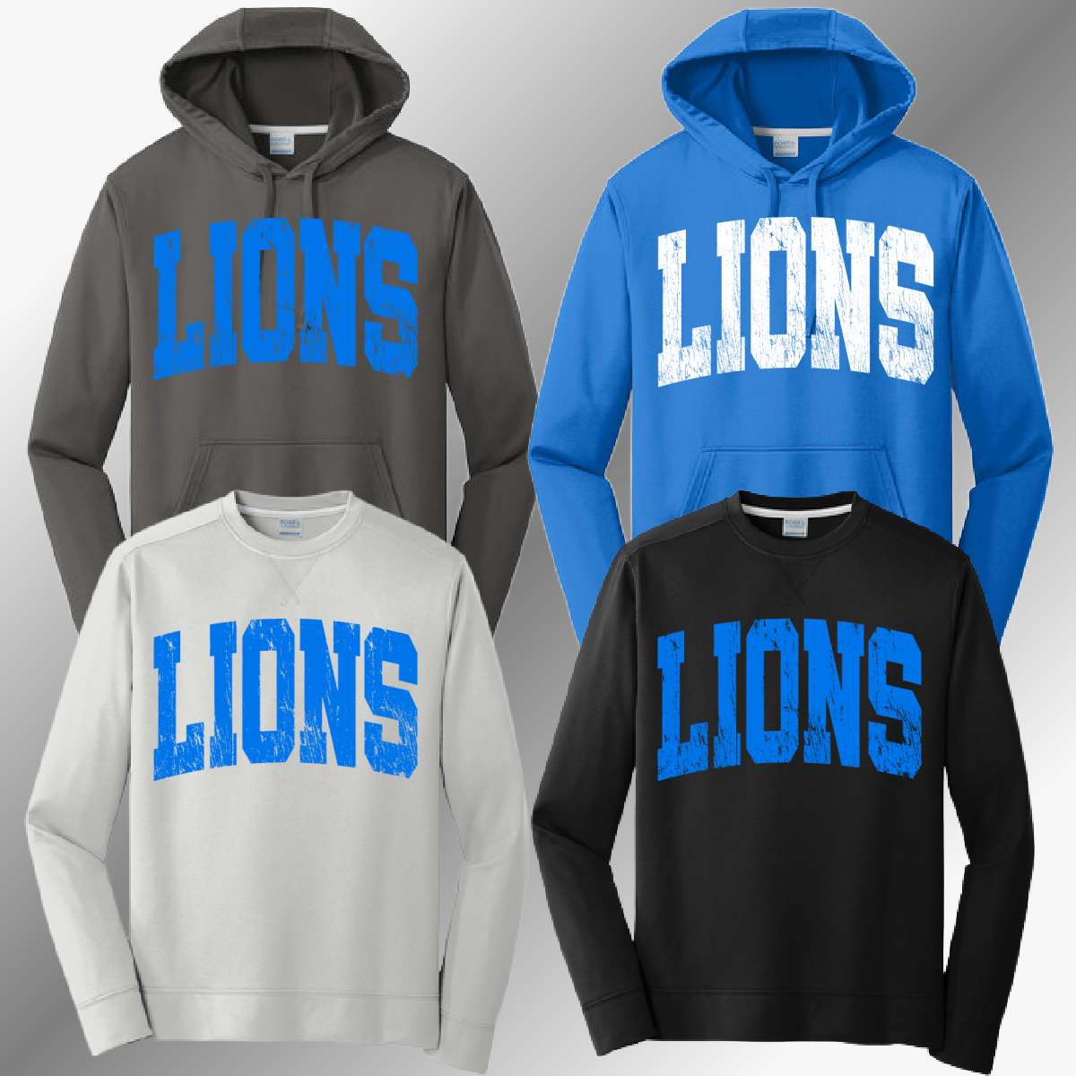 Detroit Football Distressed - Performance Sweatshirt (Adult)