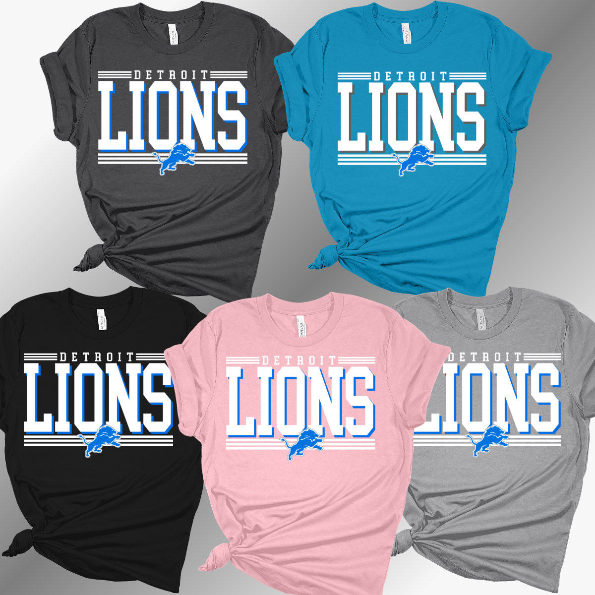 Detroit Football Offset - Bella Canvas Tee (Adult)