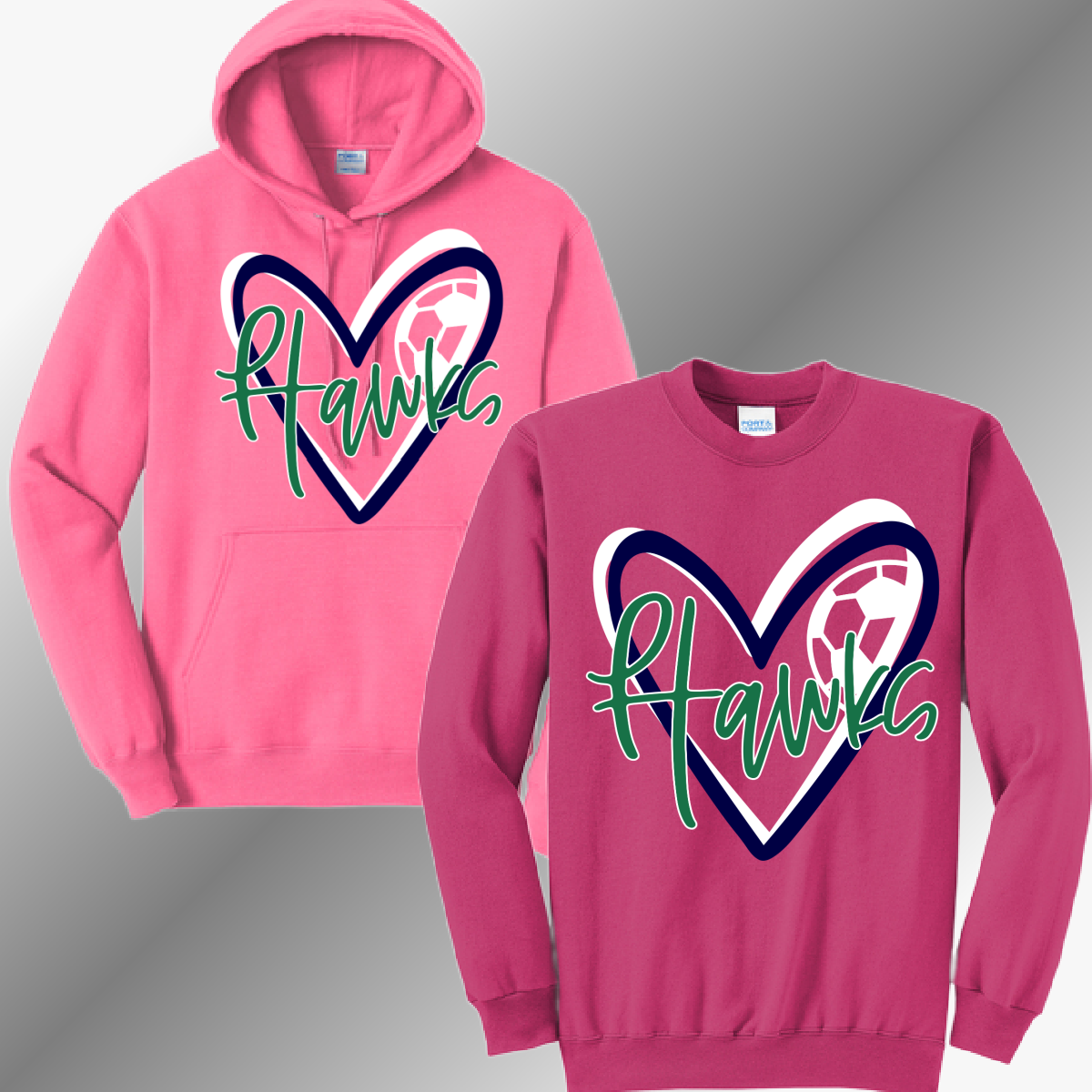 Heritage Hawks - PINK OUT! Soccer Heart Basic Sweatshirt (Adult)
