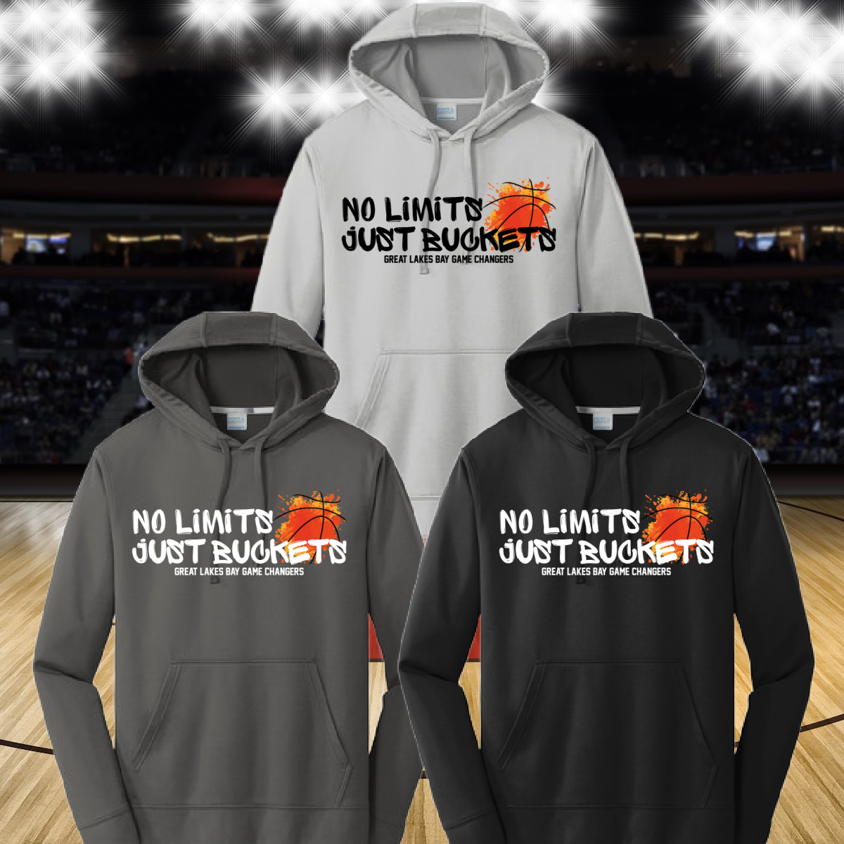 GLB Game Changers - No Limits Just Buckets Dri Fit Hoodie (Youth & Adult)