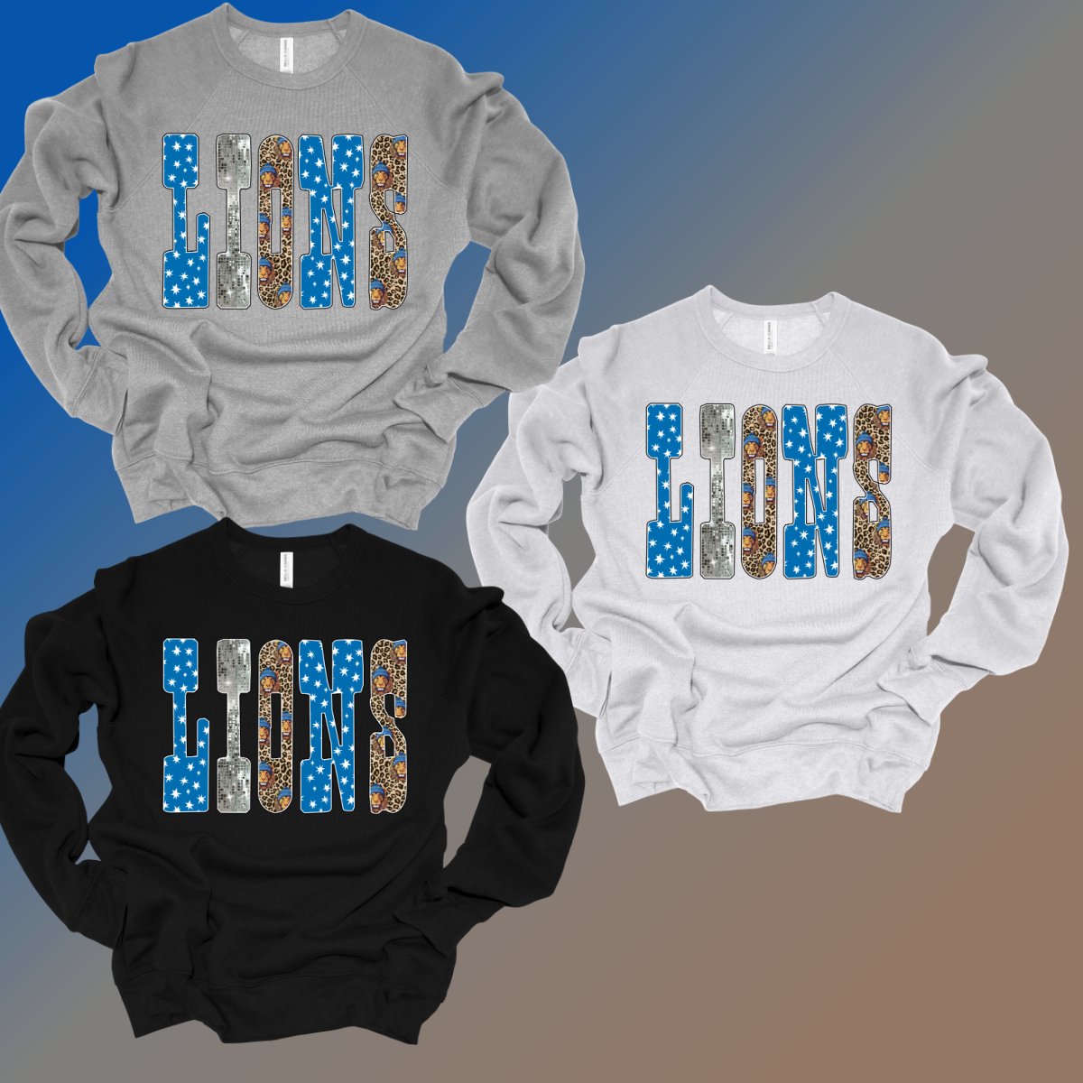Detroit Football Leopard & Stars - Premium Sweatshirt (Adult)