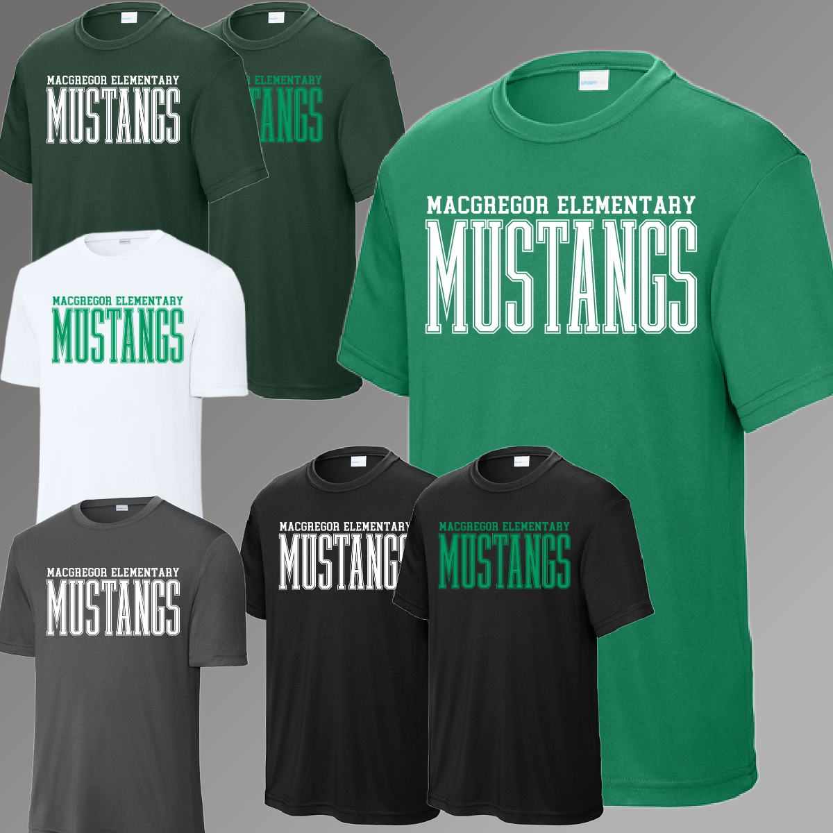 MacGregor Mustangs - Tall Skinny Font Performance Tee (Youth & Adult)