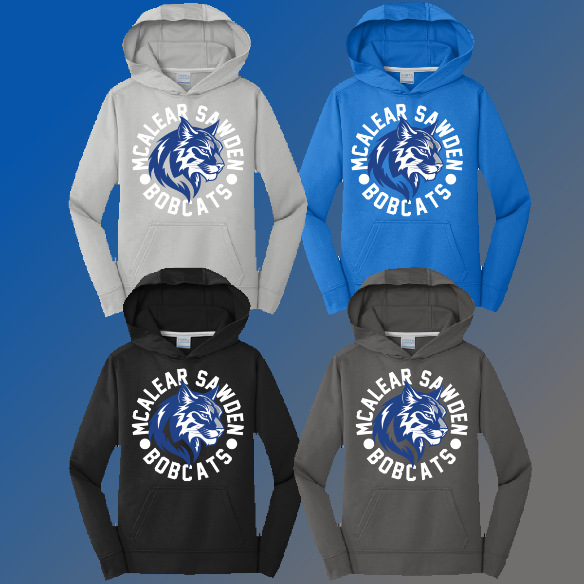 McAlear Sawden Bobcats - Round NEW Mascot Performance Hoodie - MADE TO ORDER/TWO WEEKS