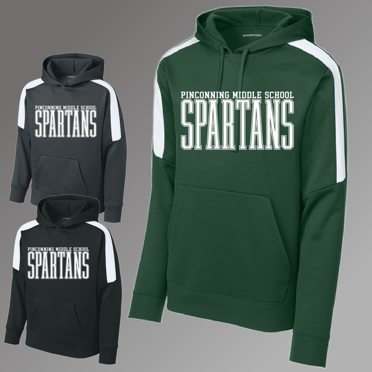 Pinconning Spartans - Middle School Tall Skinny Font Premium Performance Hoodie (Youth)