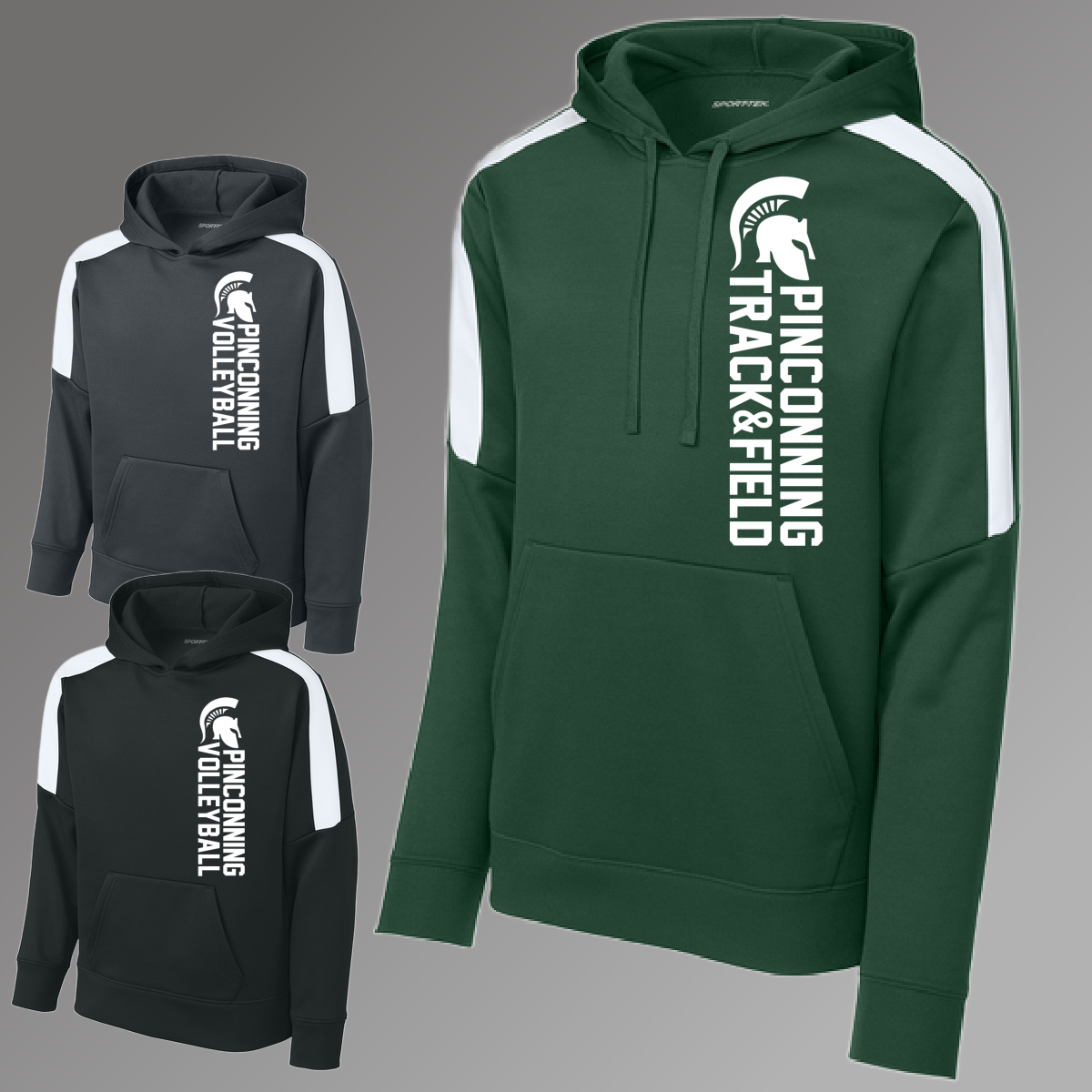 Pinconning Spartans - Vertical Stacked YOU CHOOSE THE SPORT Premium Performance Hoodie (Youth)