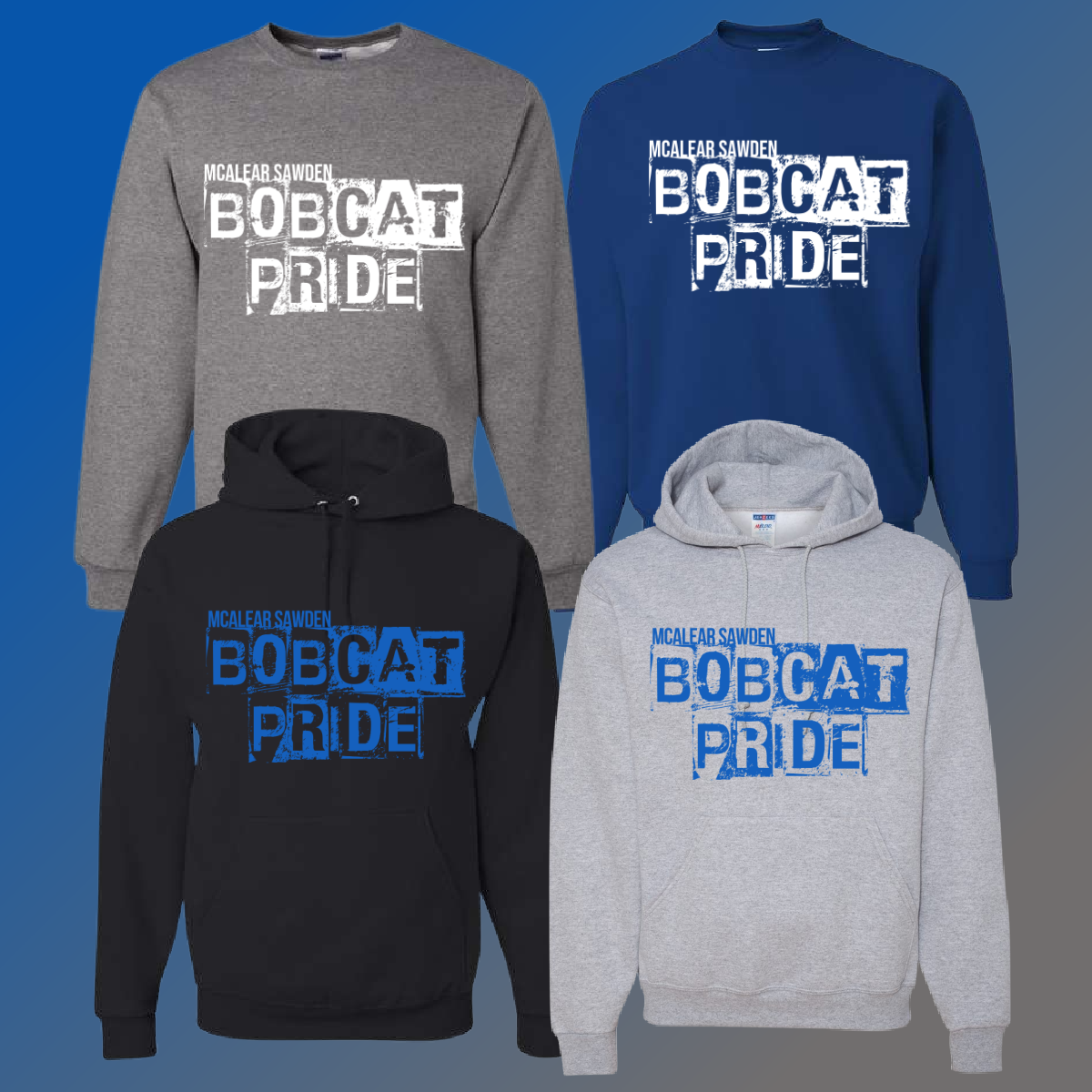 McAlear Sawden Bobcats - Distressed Block Basic Sweatshirt