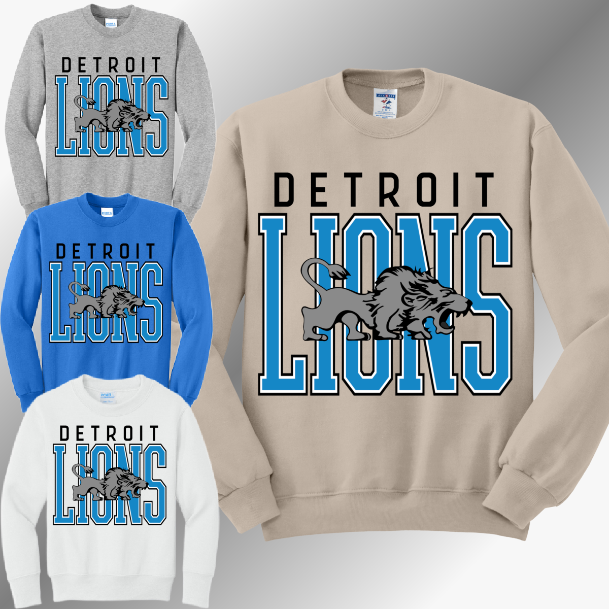 Detroit Football Retro Logo - Basic Sweatshirt (Adult)