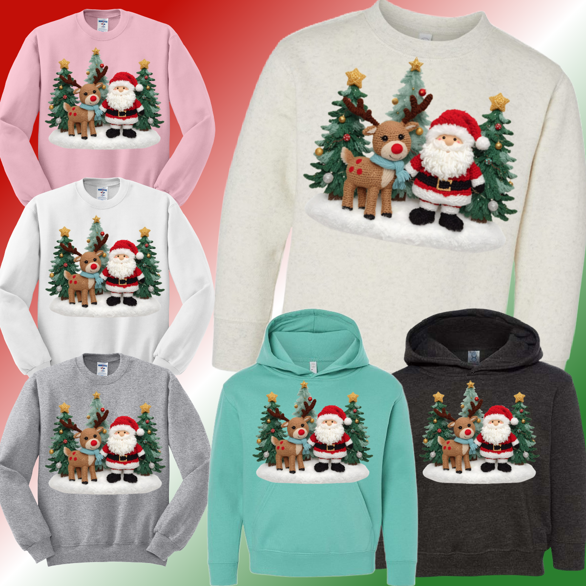 Santa & Reindeer Scene Sweatshirt (Youth)