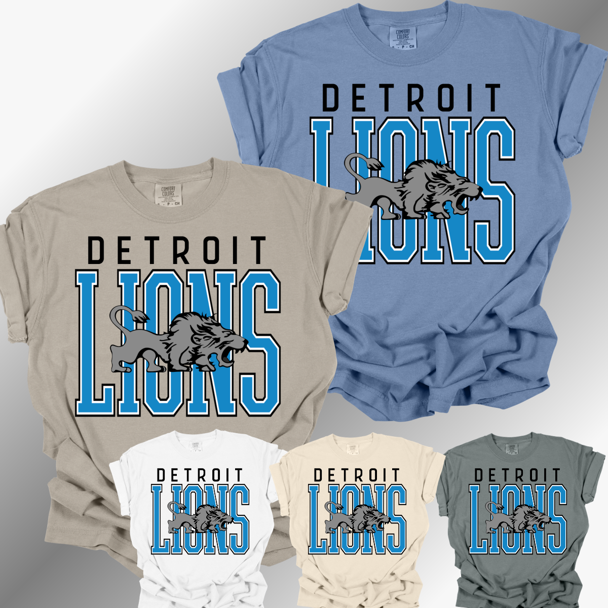 Detroit Football Retro Logo - Comfort Colors Tee (Adult)