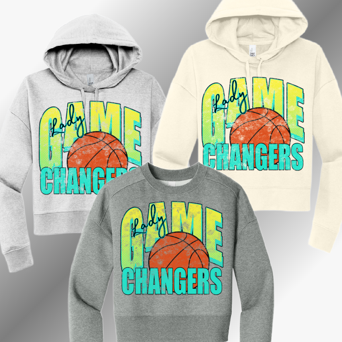GLB Lady Game Changers - Grunge Basketball Cropped Sweatshirt (Adult)
