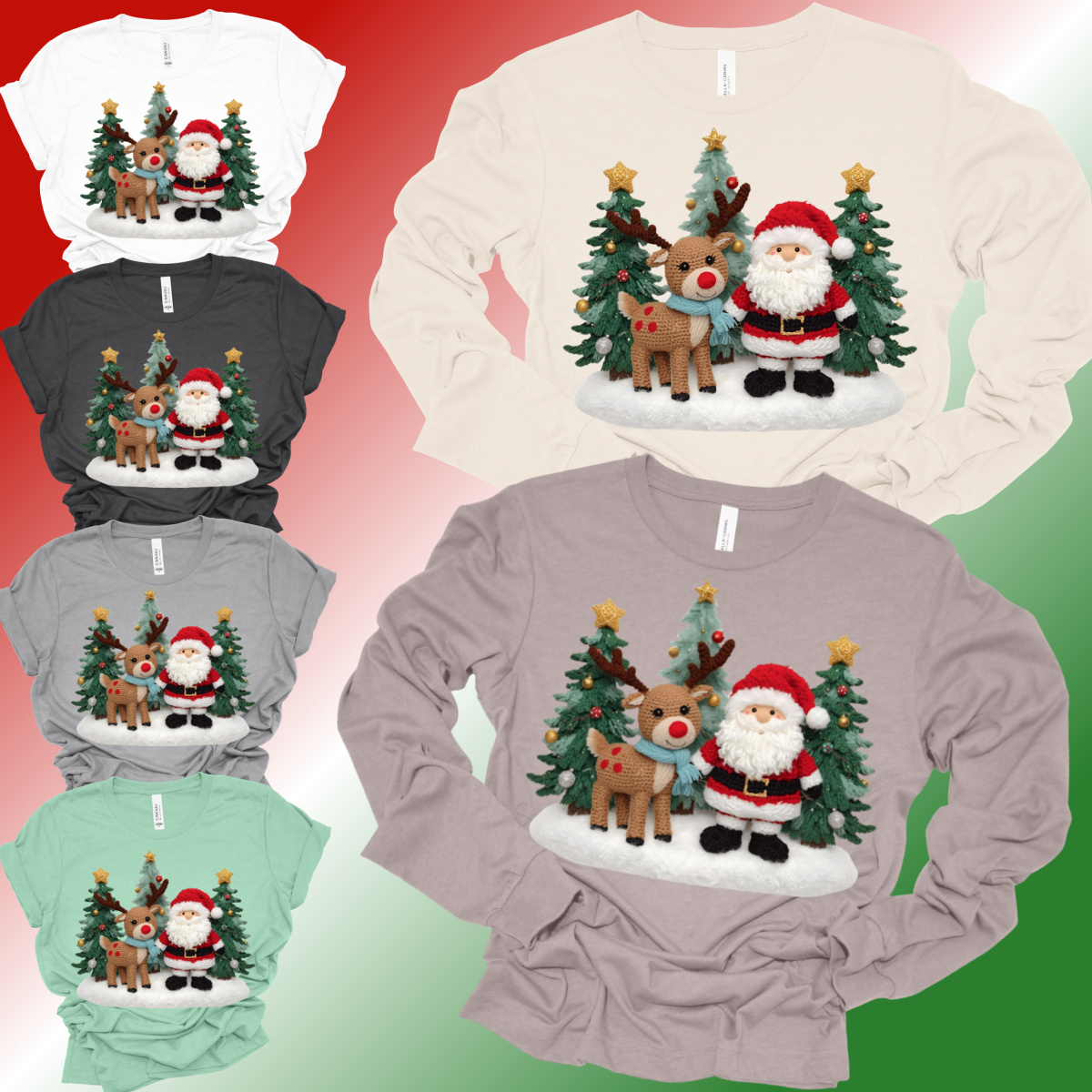 Santa & Reindeer Scene - Bella Canvas Tee (Adult)