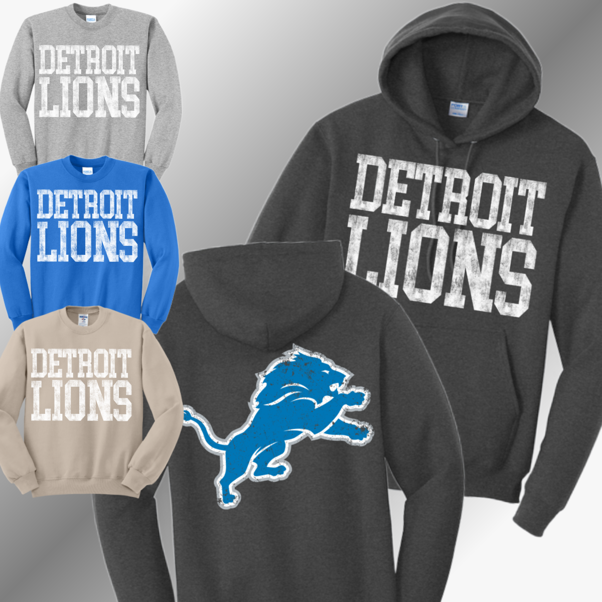 Detroit Football Back Logo - Basic Sweatshirt (Adult)