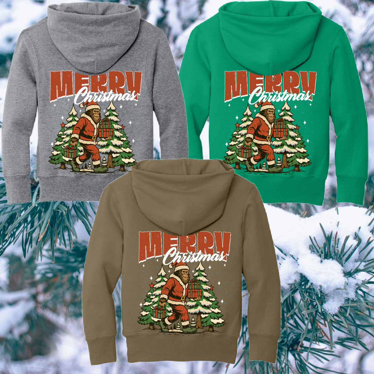 Great Lakes Boys - Merry Christmas Bigfoot Hooded Sweatshirt (Youth & Adult)