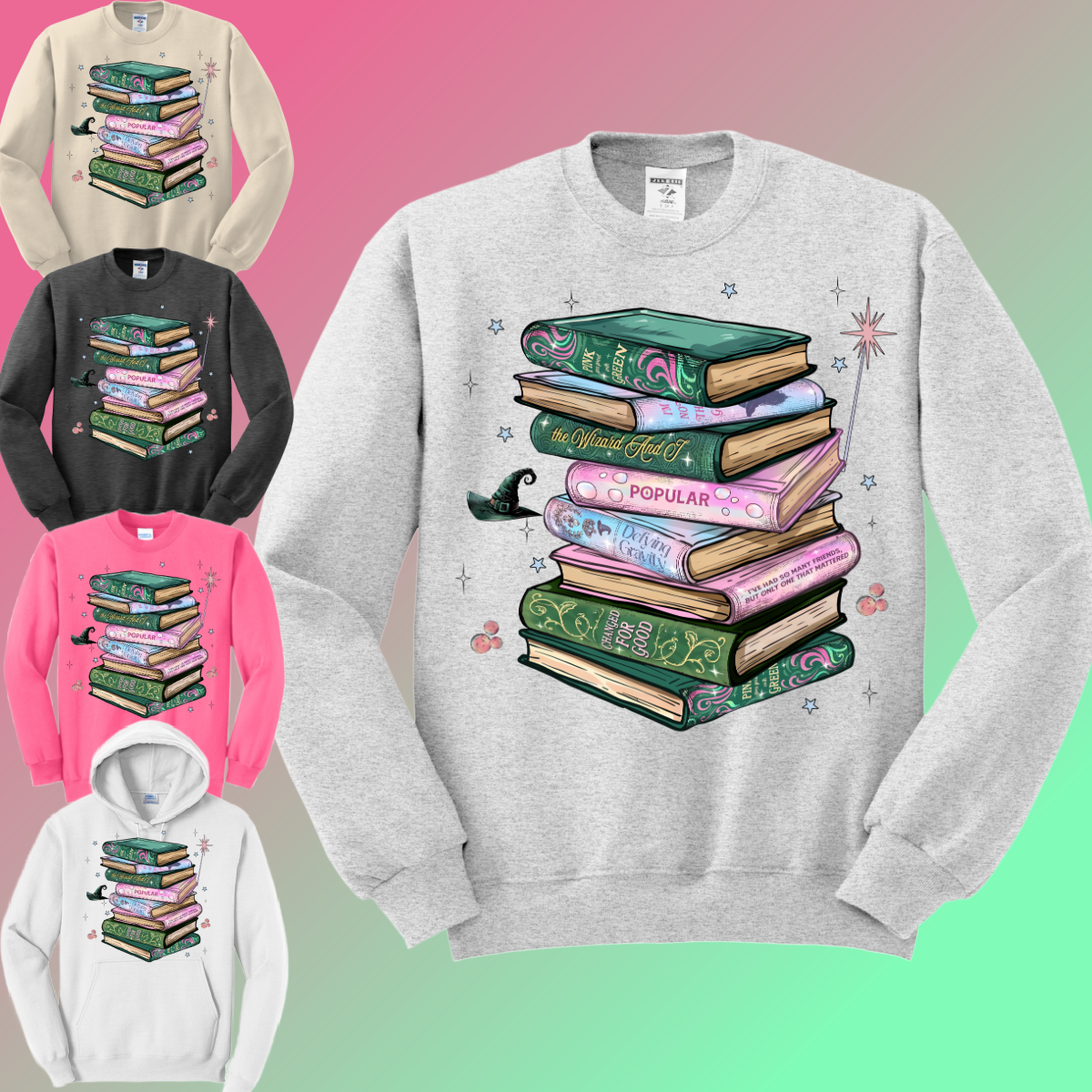 W!cked Book Stack Basic Sweatshirt (Adult)