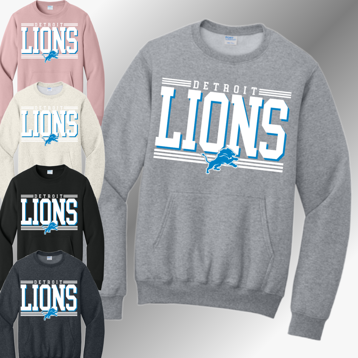 Detroit Football Offset - Pocketed Crewneck (Adult)