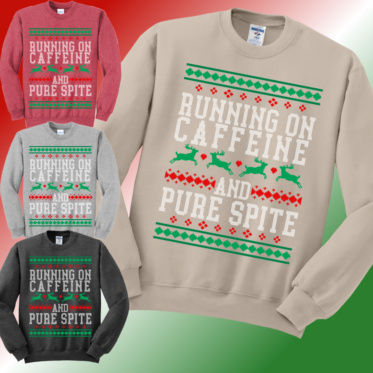 Running on Caffeine & Pure Spite Basic Crewneck (Adult)