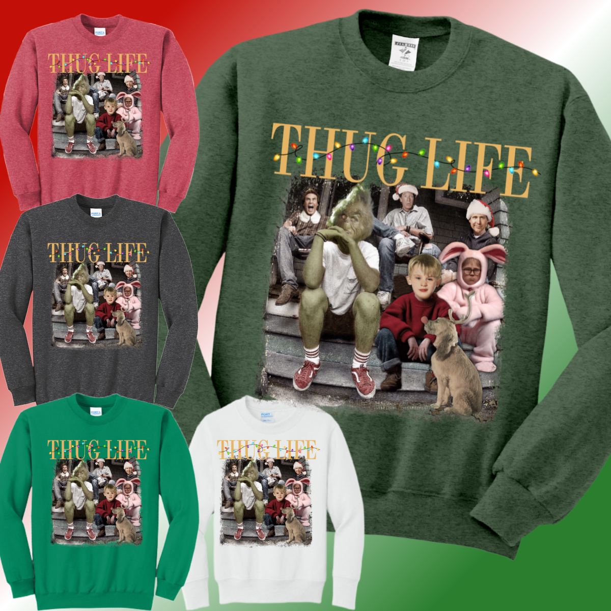 Thug Life Christmas Basic Sweatshirt (Adult)