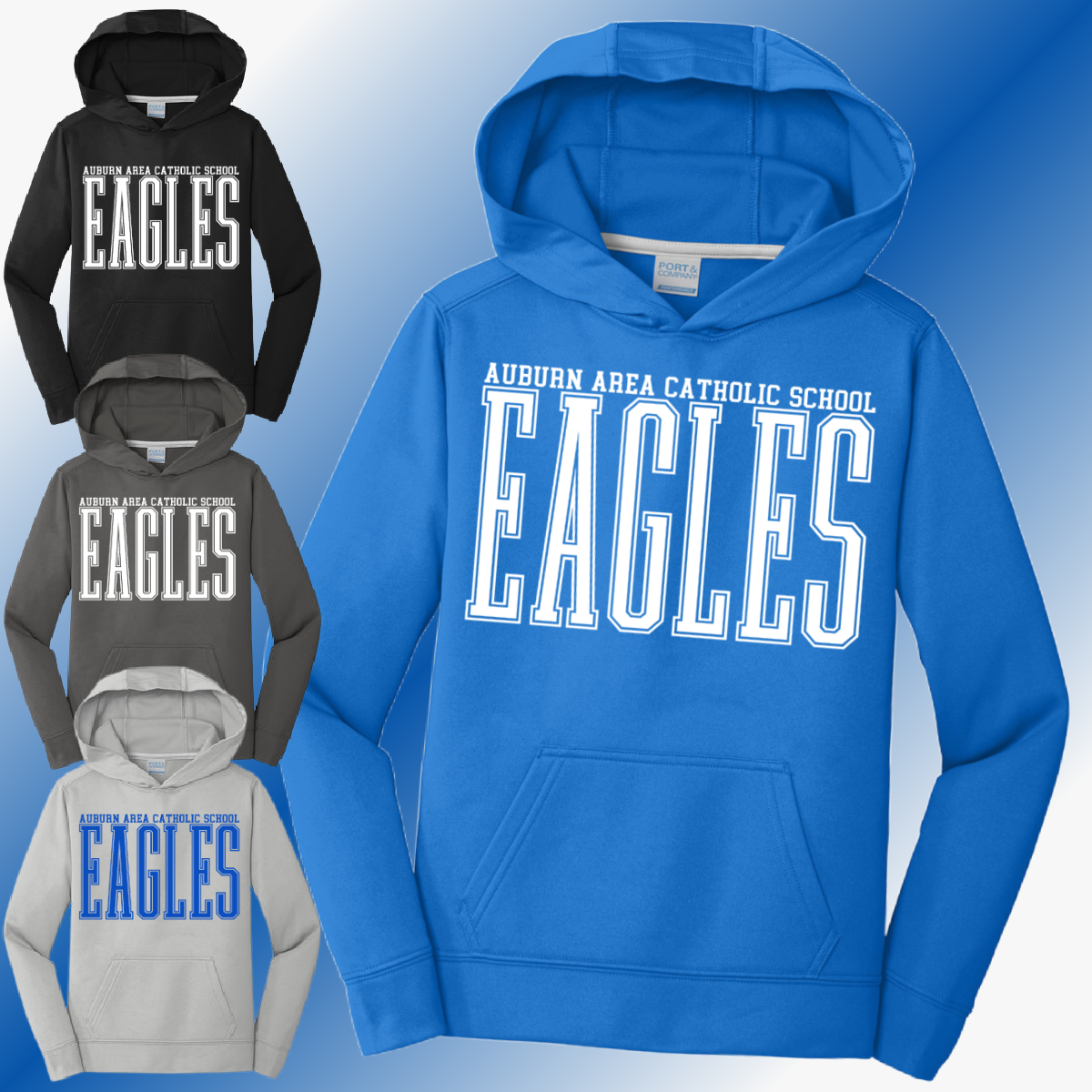 AACS Eagles - Tall Font Performance Hoodie (Youth & Adult)