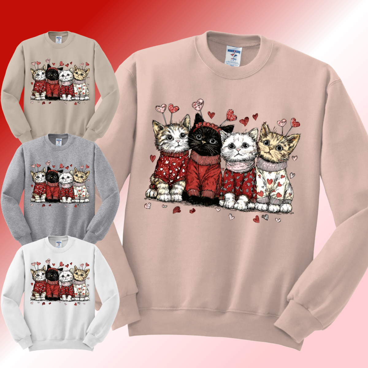 Valentines Cats - Basic Sweatshirt (Adult)