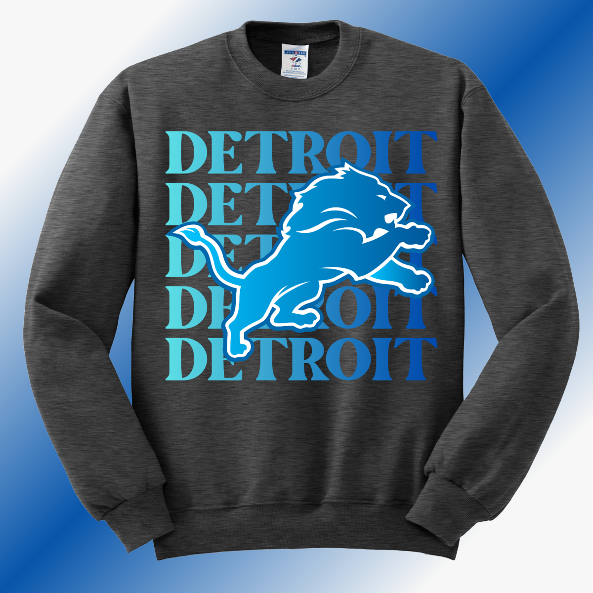 Detroit Football READY TO SHIP - Heather Charcoal Crewneck (Adult)