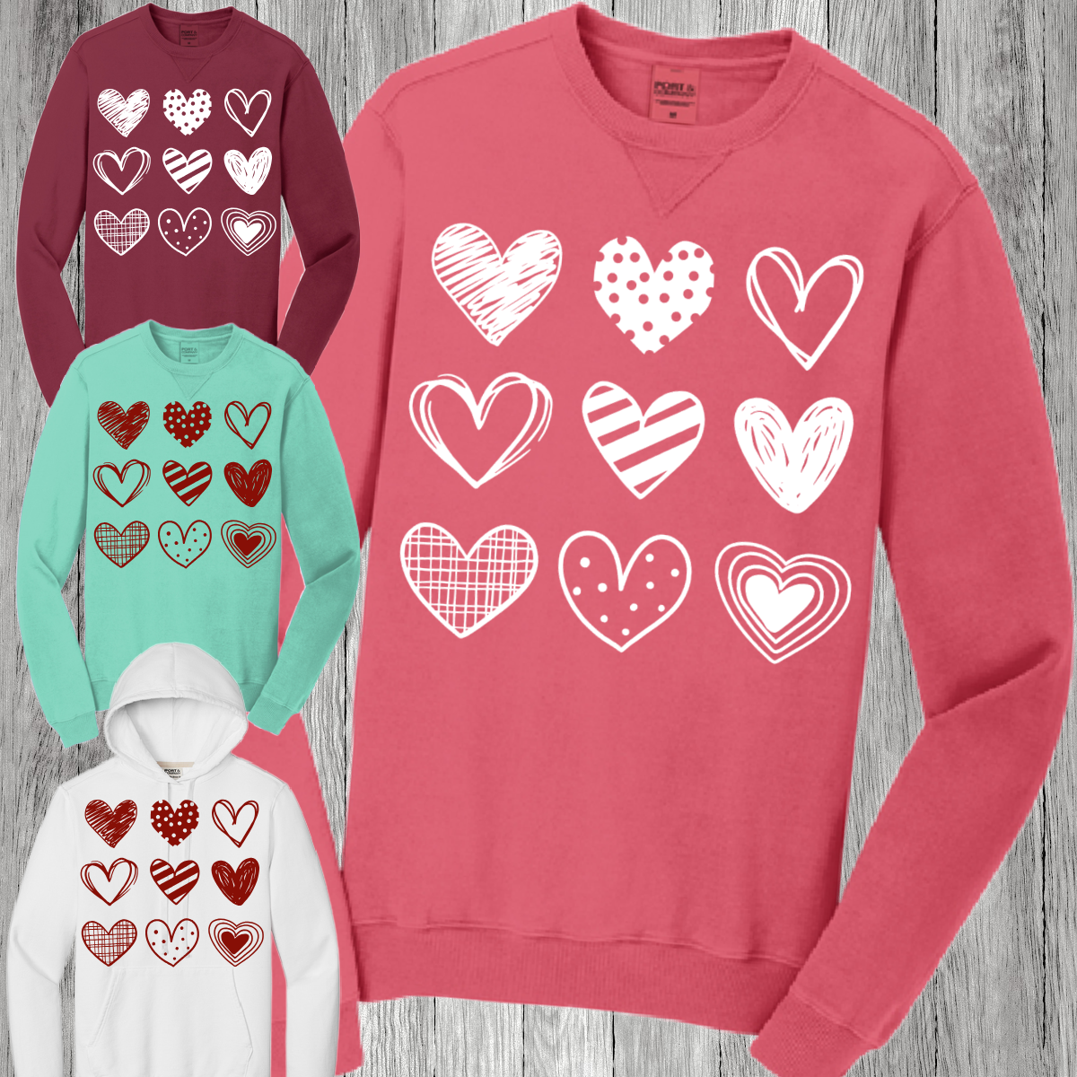 Valentine Heart Collage - Garment Dyed Sweatshirt (Adult)