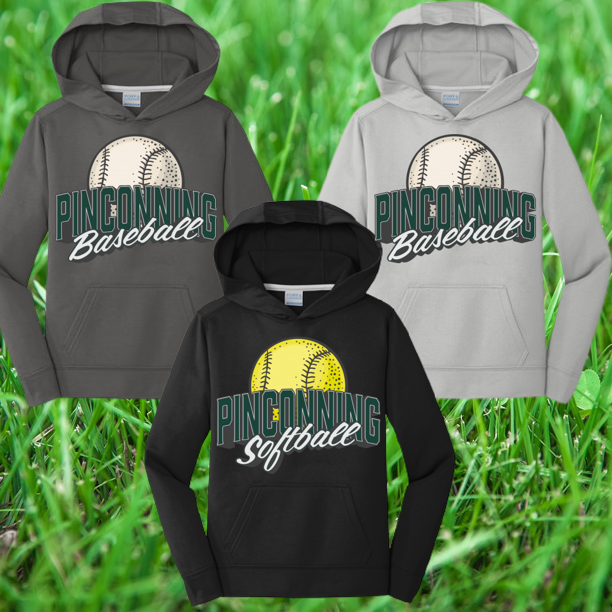 Pinconning Baseball/Softball - Vintage Logo Performance Hoodie (Youth & Adult)