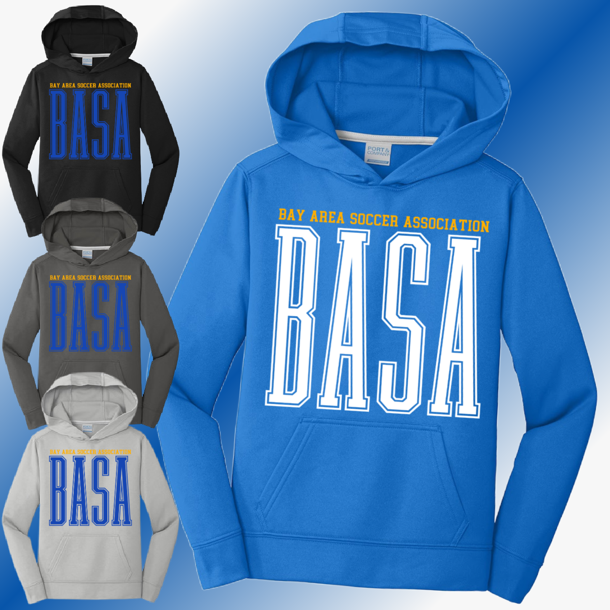 BASA Soccer - Tall Font Performance Hoodie (Youth & Adult)