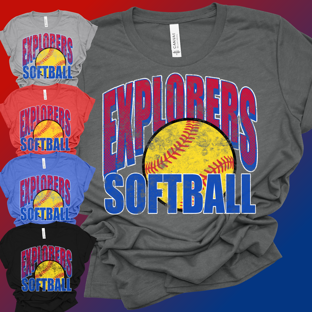 Lady Explorers - SOFTBALL Grunge Tee (Toddler, Youth & Adult)