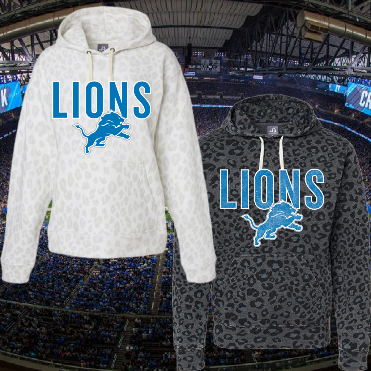 Detroit Football - Oversized Logo Leopard Sweatshirt