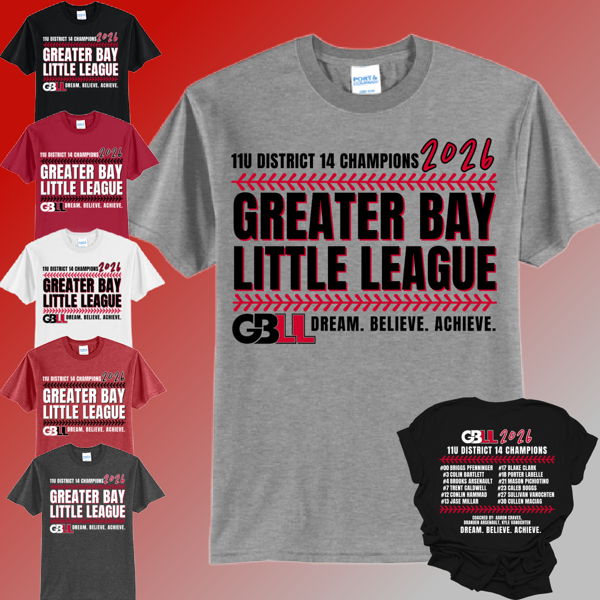 GBLL 2026 11u District Champs - Basic Tee (Toddler, Youth & Adult)