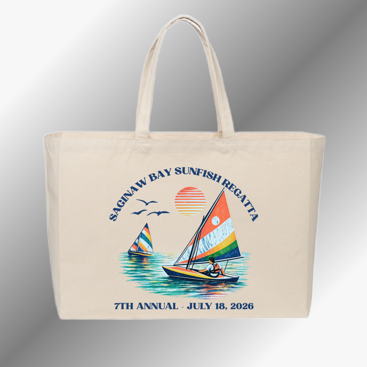 Saginaw Bay Sunfish Regatta - Cotton Canvas Jumbo Tote