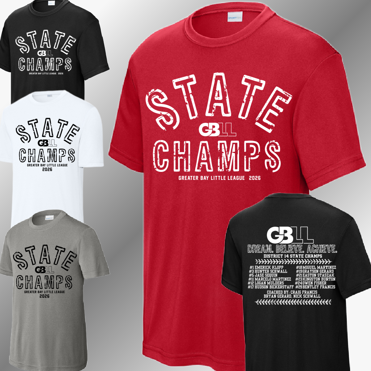 GBLL 2026 12U State Champs - Performance Tee (Youth & Adult)