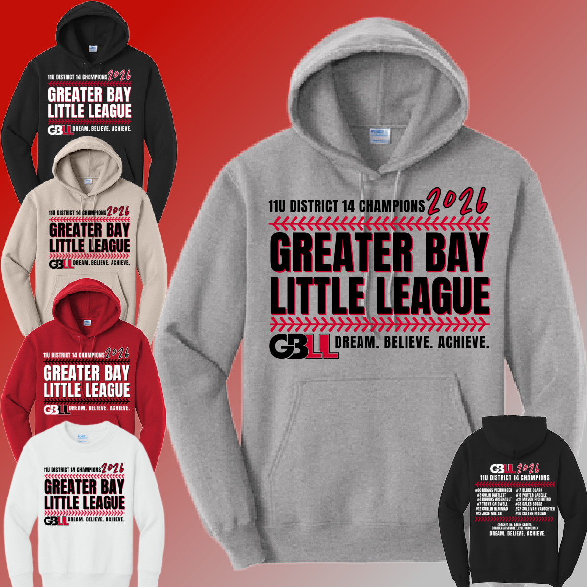 GBLL 2026 11u District Champs - Basic Sweatshirt (Youth & Adult)