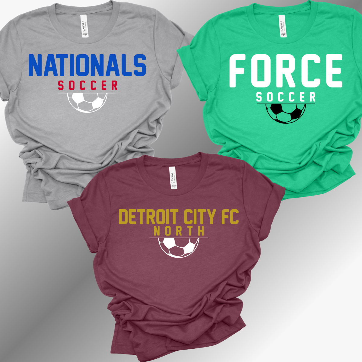 Soccer ANY TEAM/ANY COLOR - Bella Canvas Tee (Toddler, Youth, Adult)