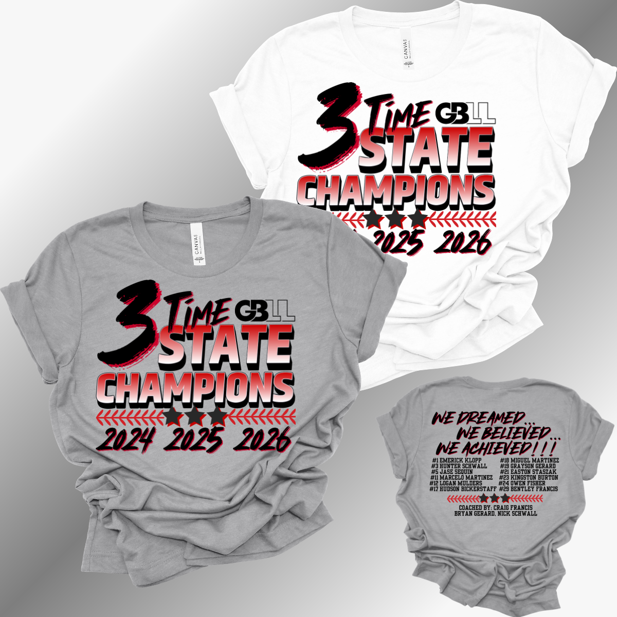 GBLL 2026 3X State Champs - Tee (Youth & Adult)