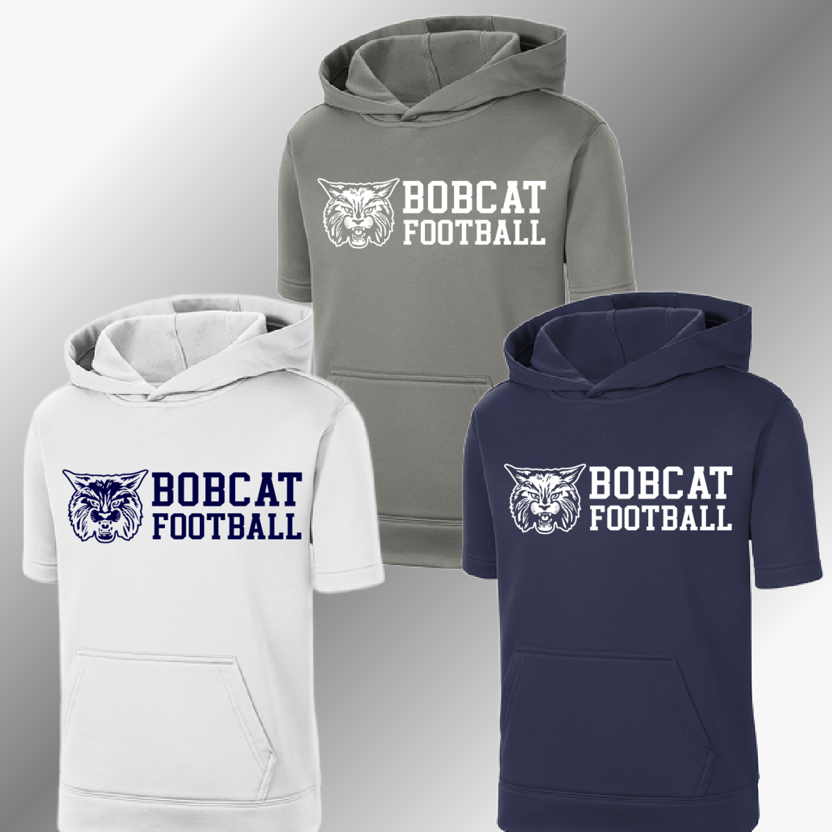 Bobcat Football - Short Sleeve Performance Hoodie (Youth & Adult)