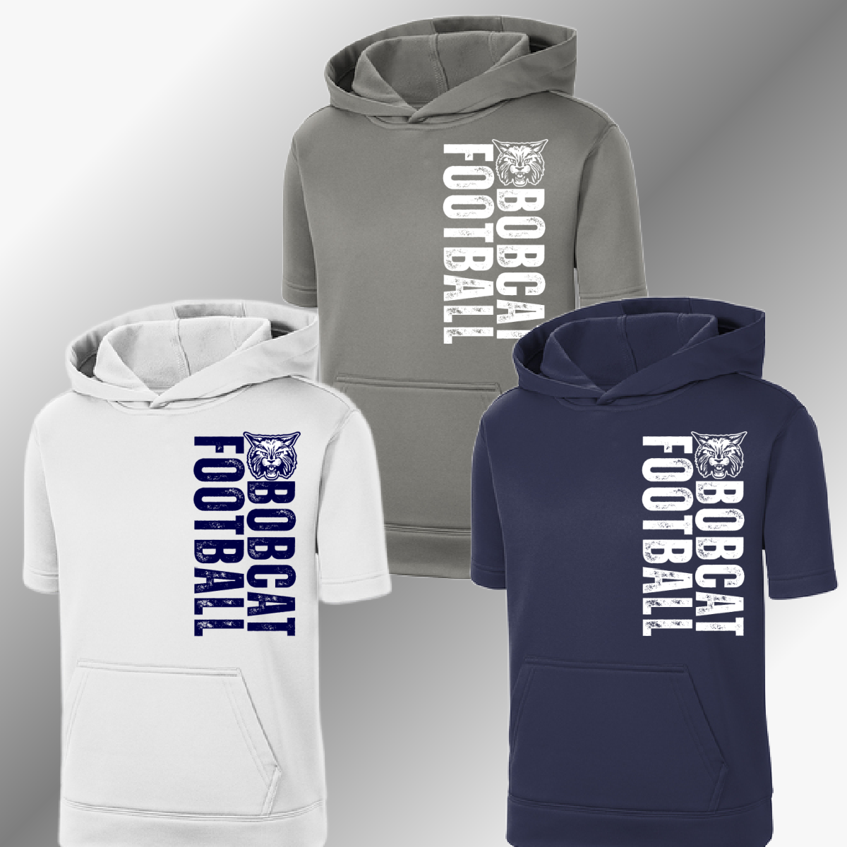 Bobcat Football - Short Sleeve Performance Hoodie (Youth & Adult)