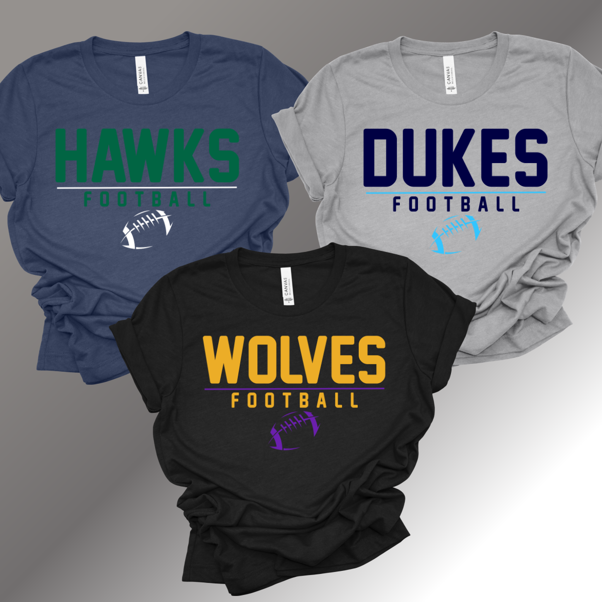 Football ANY TEAM/ANY COLOR - Bella Canvas Tee (Toddler, Youth, Adult)