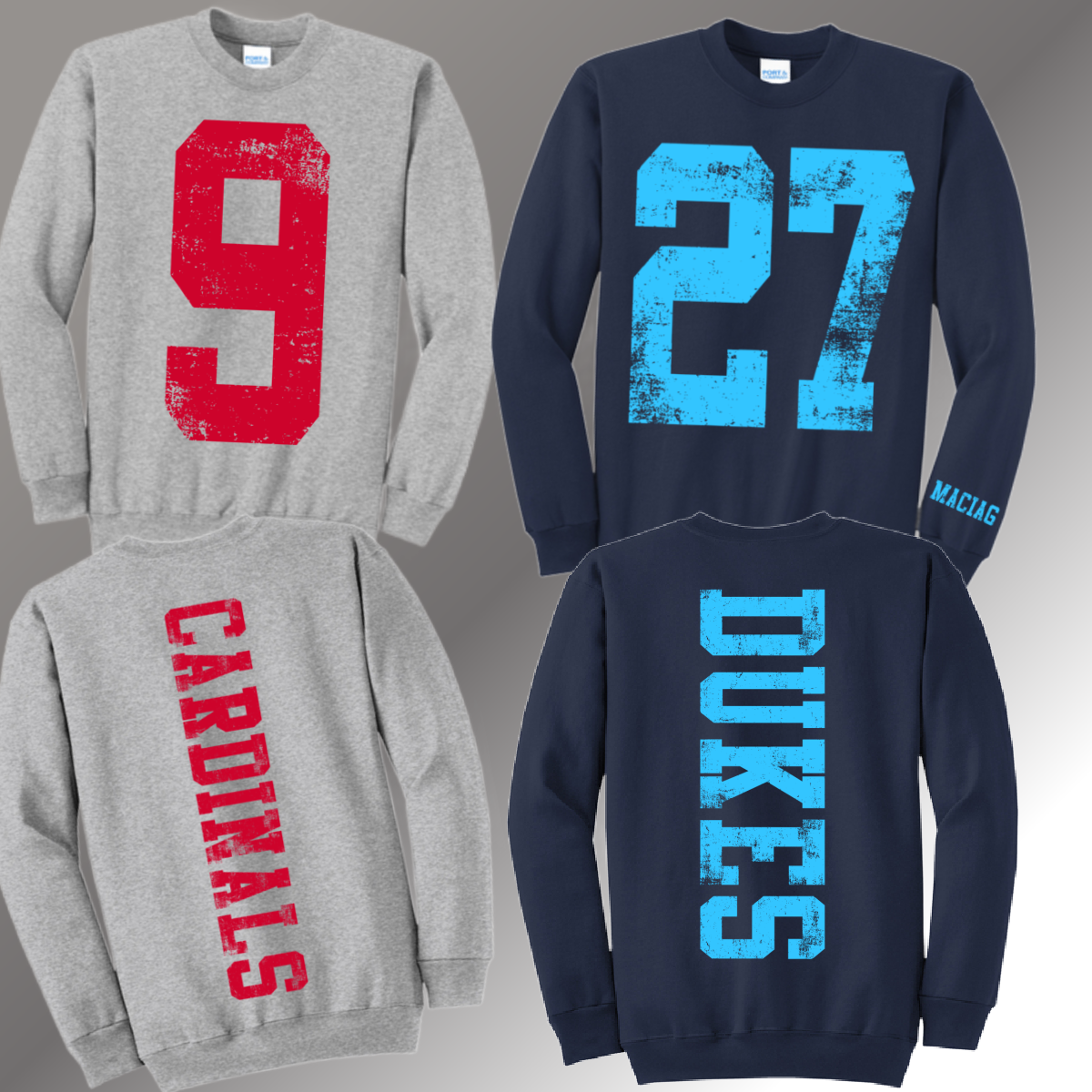 Oversized Number ANY TEAM/ANY COLOR - Basic Sweatshirt (Youth & Adult)