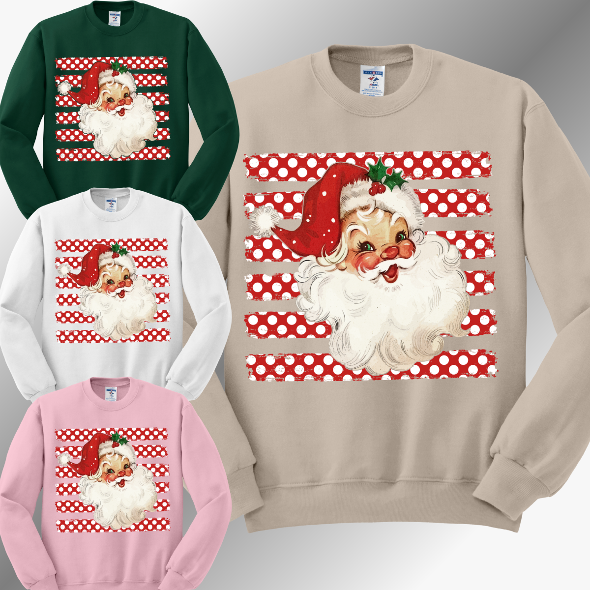Polka Dot Striped Santa - Sweatshirt