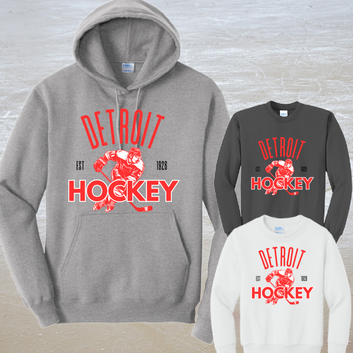 Detroit Hockey Established Sweatshirt (Youth & Adult)