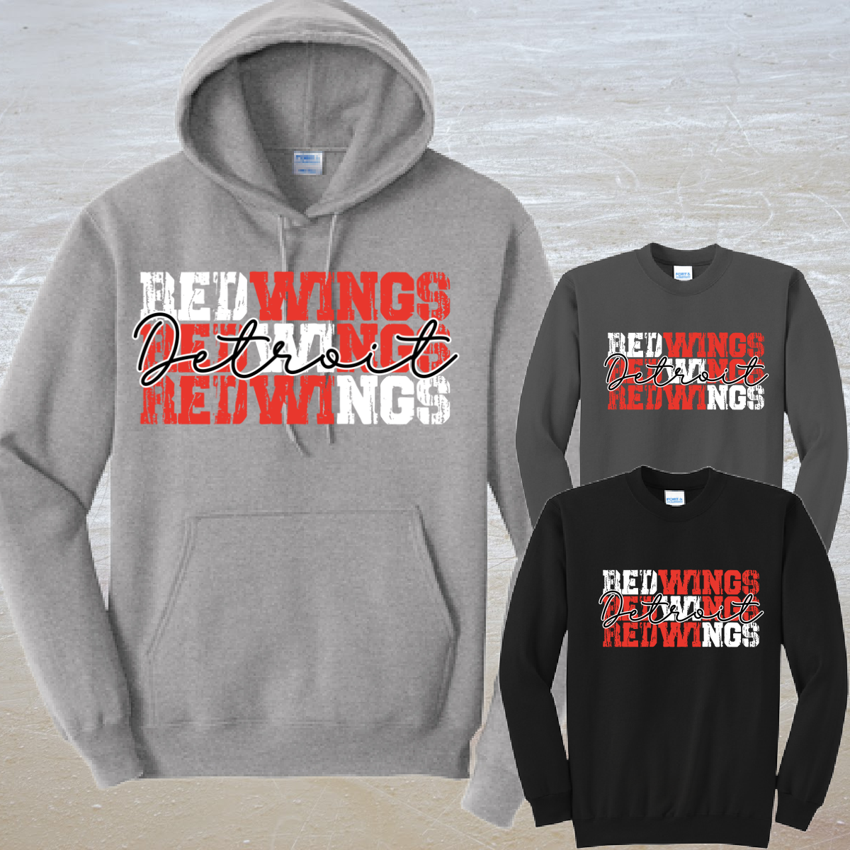 Repeating Detroit Hockey Sweatshirt (Youth & Adult)