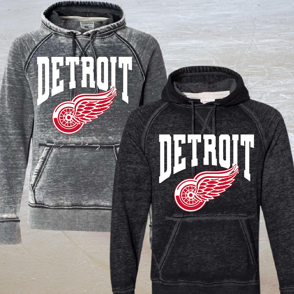 Warped Detroit Hockey Zen Fleece Acid Washed Hoodie (Adult)